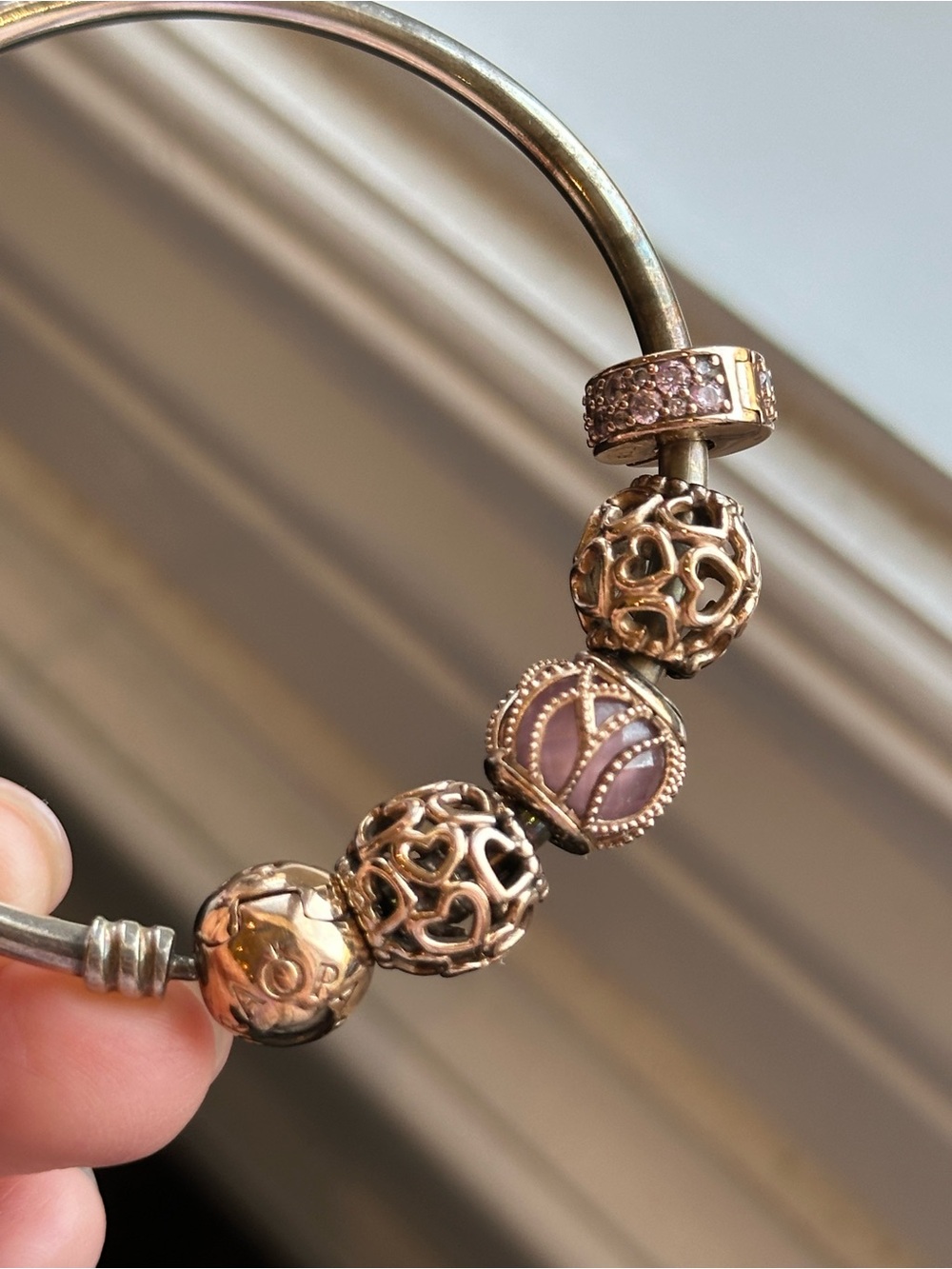 Pandora Rose Gold Tone 5 Chamrs Bracelets
